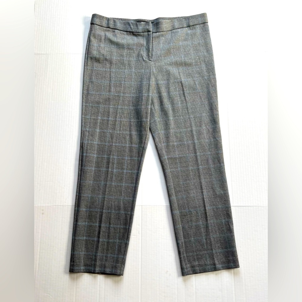 Amanda & Chelsea Pants Womens Alex Ankle Plaid Trousers Size 12 Gray Black Blue